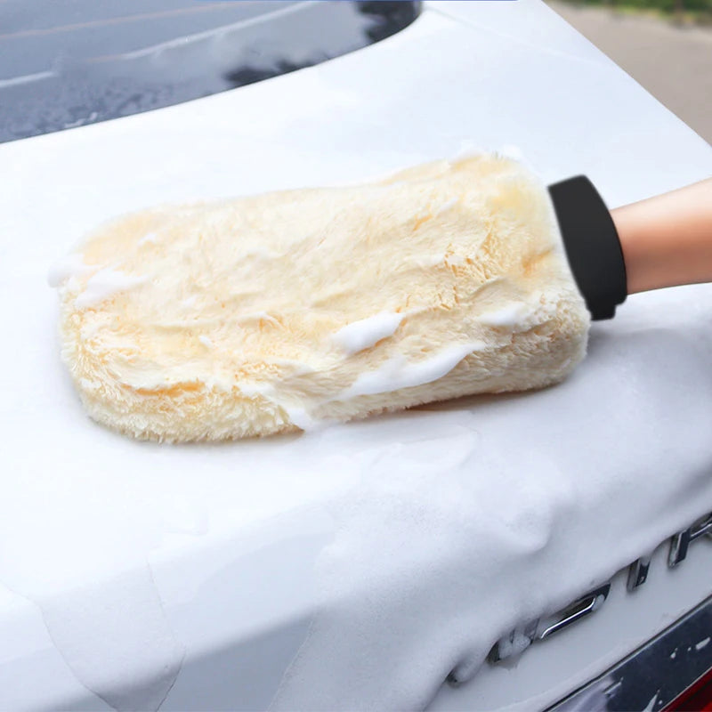 Waterproof Car Wash Microfiber Gloves Soft Thickened Wool Plush Car Cleaning Mitt Double-faced Glove Car Wash Supplies