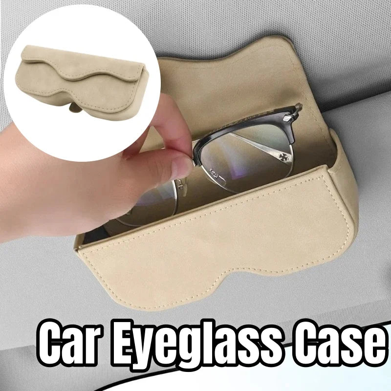 Suede Leather Car Eyeglass Case Automatic Closing Non-slip Auto Sun Visor Glasses Holder Magnetic Multi-functional Eyewear Clips