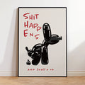 Black Balloon Dog Poster With Quote Shit Happens And That's Ok Posters For Living Room Bedroom Home Decor