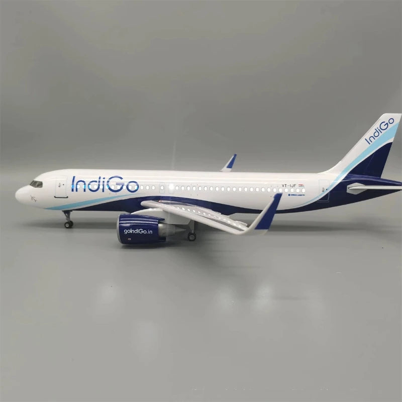 47cm Collectible Aircraft Indigo A320 Diecast Resin Airplane Model Kit With Stand  For Adult Aviation Gift Or Collection Display
