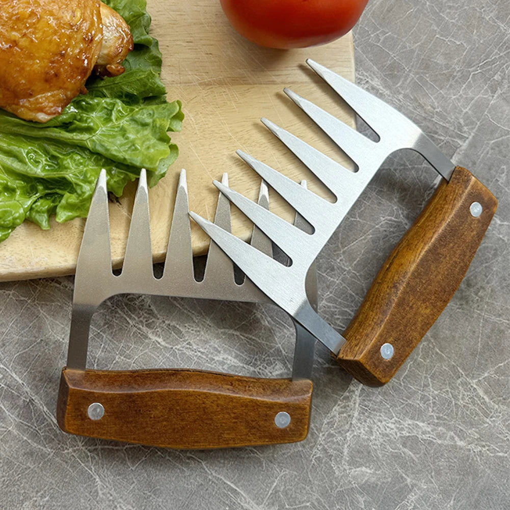 1/2pcs Stainless Steel Meat Carving Set Turkey Fork BBQ Meat Shredder Claws Carving Tool for Roast Poultry Kitchen Meat Slicer