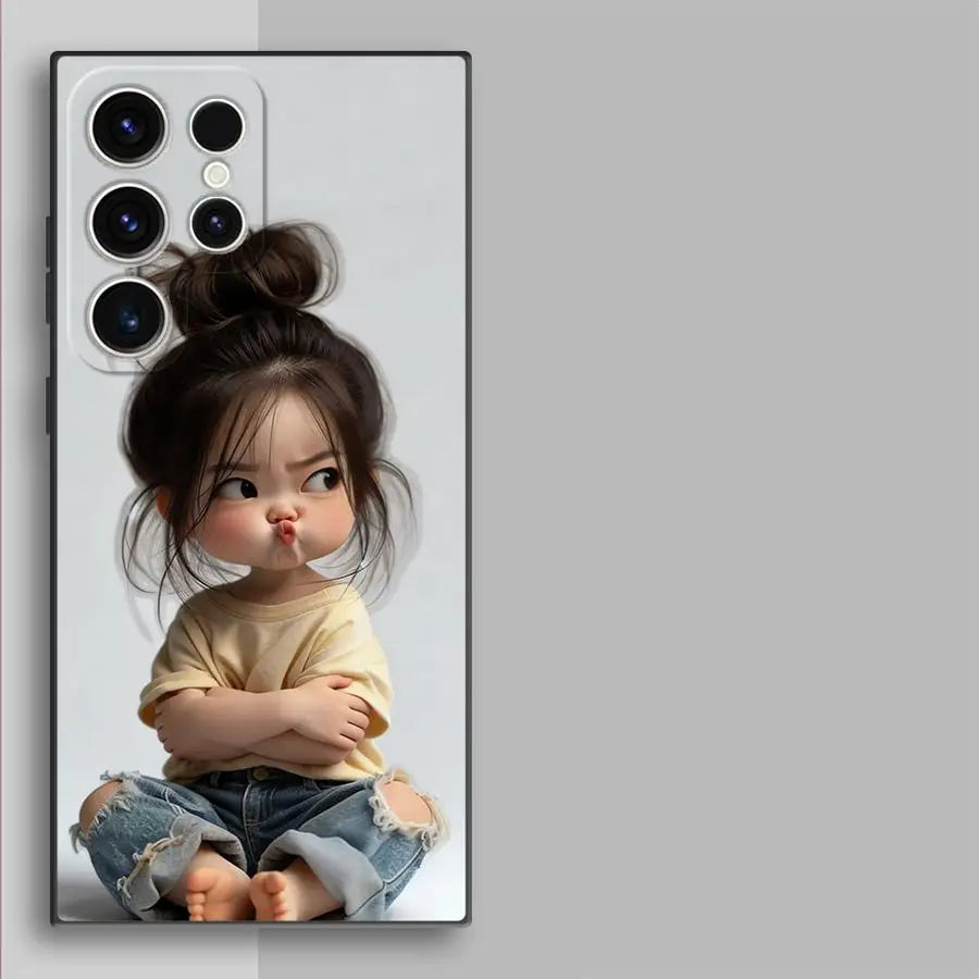 Case for Samsung Galaxy S26 S25 Ultra S20 Note 20 Ultra 8 9 10 S23 S21 FE S10 S9 S24 Plus Funda Phone Cover Cartoon Girl