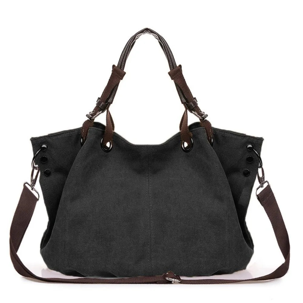 Fashion Large Capacity Canvas Crossbody Bag Durable Vintage Tote Bag Adjustable Strap Top Handle Shoulder Bag Commute