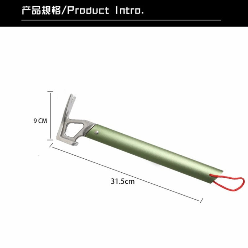 Lightweight Aluminum Handle Multi-use Camping Hammer Stainless Steel Outdoor Survival Gear for Tent Tarp Stakes Multitool