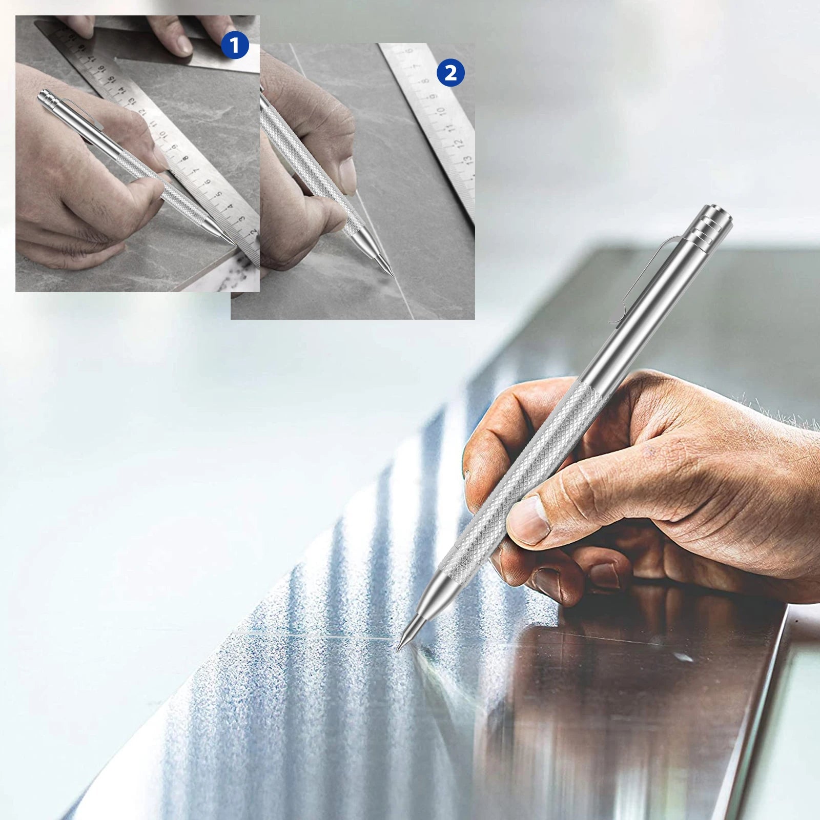 4Pcs Tungsten Steel Tip Scriber with Magnet Metal Scribe Tool with 20 Replacement Marking Tip Portable Etch Engraving Scribe Pen