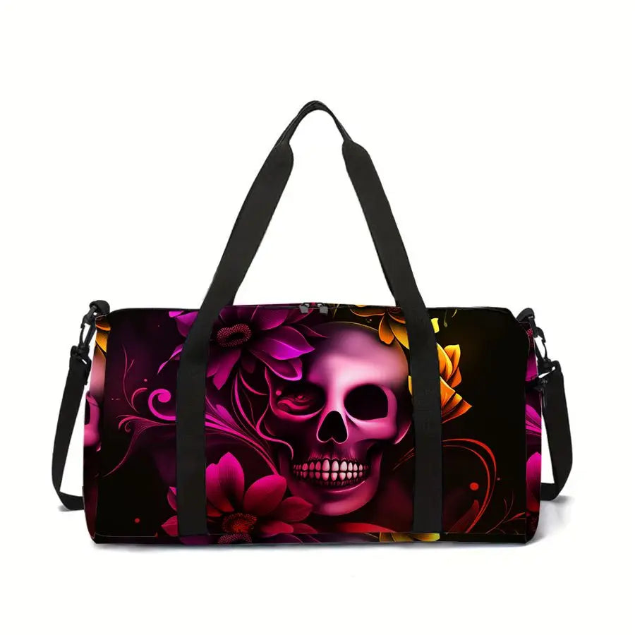 Skull Print Large Capacity Luggage Bag for Boy/Girl Best Gift 2D Cartoon Travel Duffels Outdoor Fitness Bag for Children