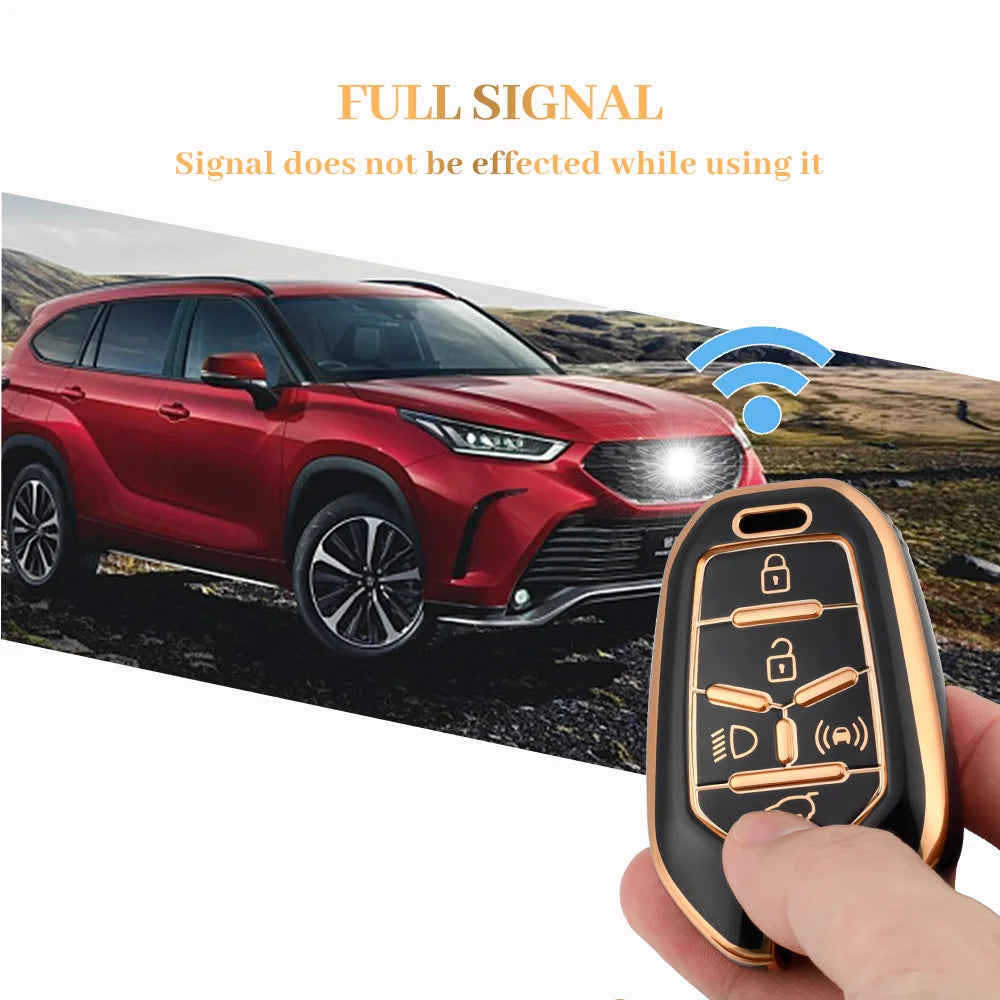 New Car Remote Key Case Cover Protector For Ssangyong Rexton Y400 Y450 G4 2021 2022 Holder TPU Shell Fob Accessories 5 Buttons