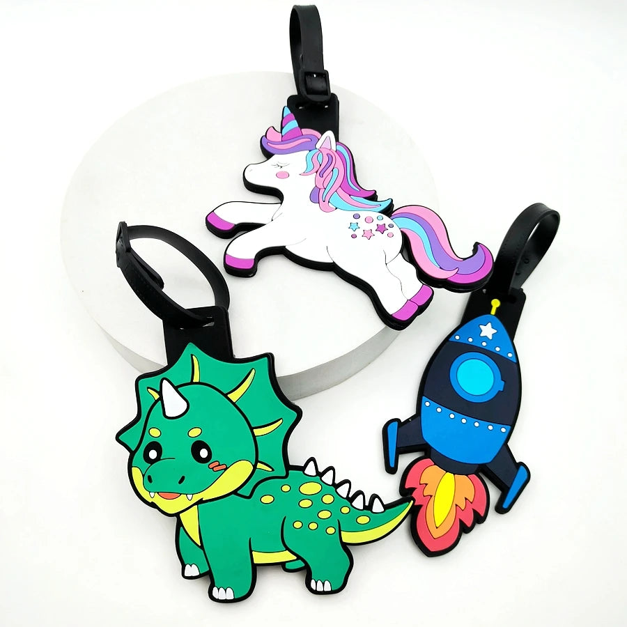 1pc Cute Dinosaur Unicorn Luggage Tag Airport Luggage Backpack Anti Loss ID Tag Pendant Work Name Identification Tag Pendant