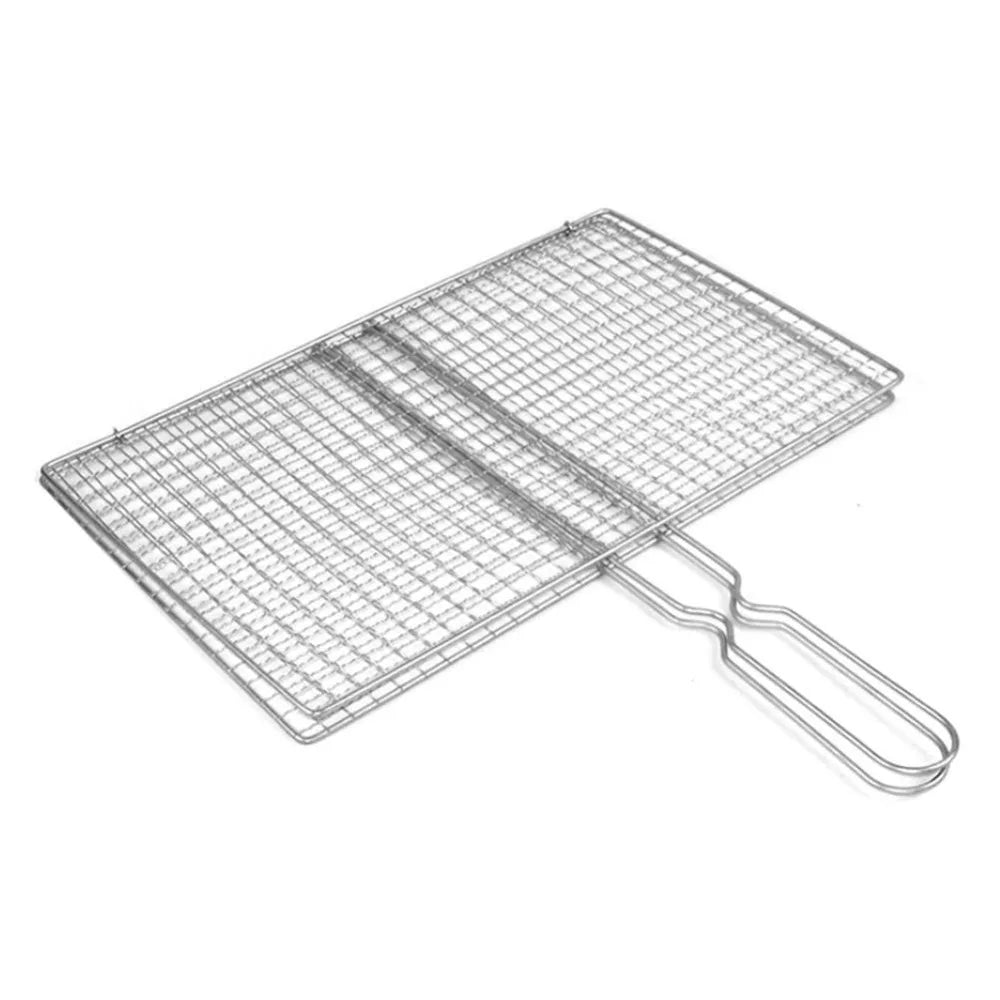 New Iron Barbecue Net Silvery Barbecue Vegetable Clip Grilled Fish Net Camping