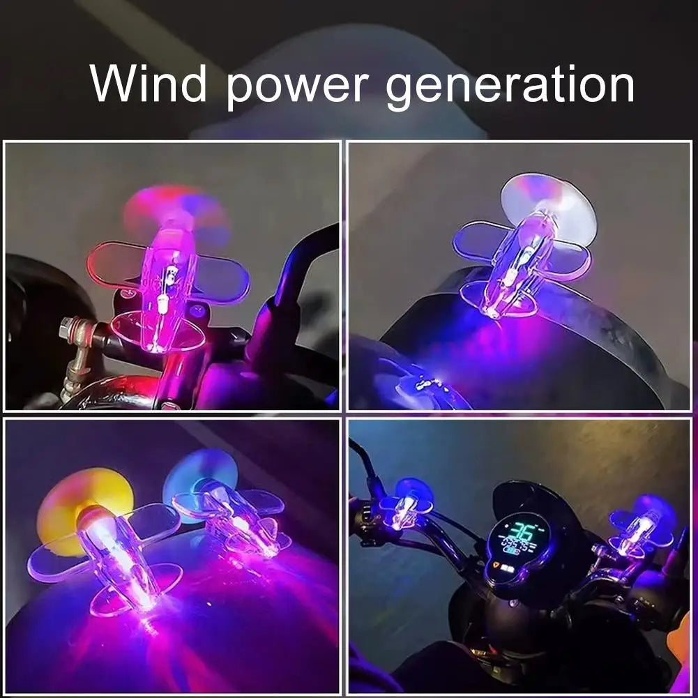 Electric Bike Motorcycle Decoration Wind Energy Luminous Small Plane Bicycle Car Cycling Helmet Wind Power Small Plane Decor