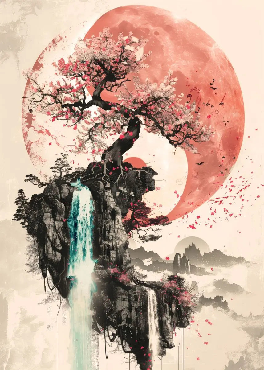 Japanese Samurai Geisha Umbrella Bonsai Sakura Art Poster Landscape Canvas Painting Wall Prints Picture for Room Home Decor