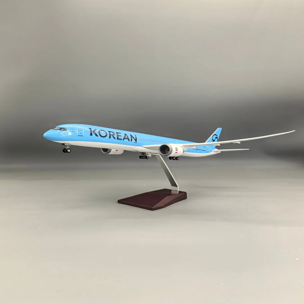 B787-10 Korean Airplane Model 47cm 1/145 Scale Aircraft resin Miniature Toy planes with LED Light(Touch or Sound Control) Gift