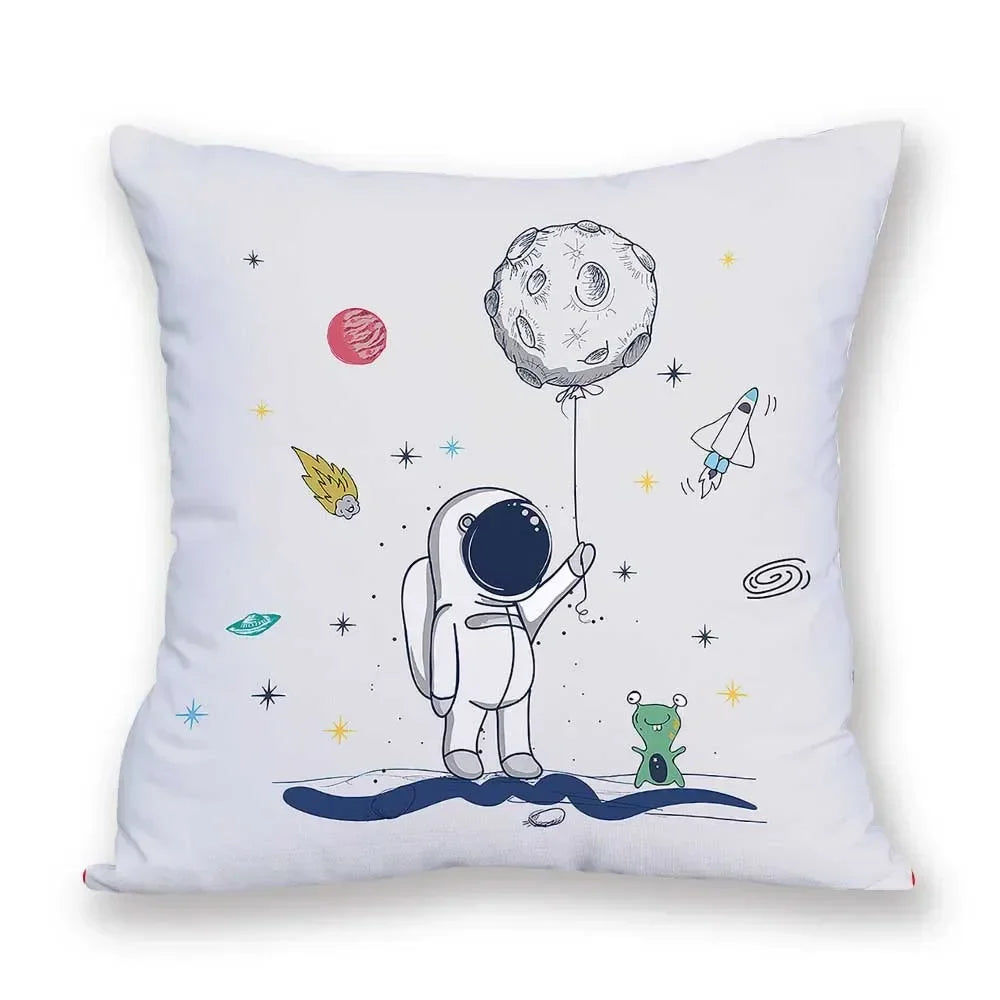Cosmic pattern of the Sun, planets Double-sided Printed pillow cover Short plush Suitable living rooms sofas throw cushion cover