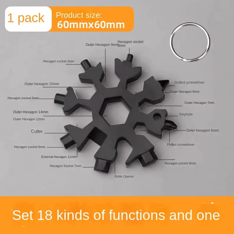 4233 Multifunctional Snowflake Wrench Keychain Portable Hexagon Thick High Carbon Steel Octagonal Mini Universal Wrench Tool
