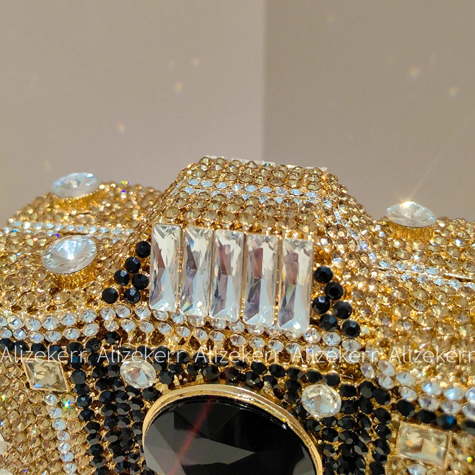 Camera Shaped Diamond Evening Clutch Bags 2024 New Boutique Novelty Metallic Rhinestone Purses And Handbags Bridal Wedding Party