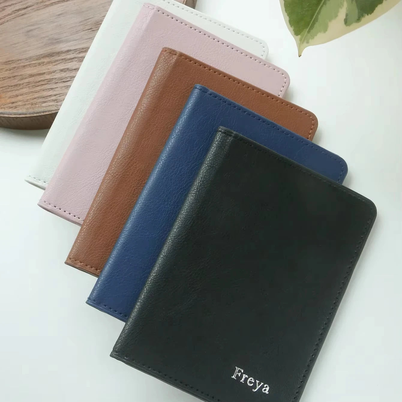 Custom Name Floral PU Leather Slim Passport Holder 26 Letter Card Wallet Travel Document Organizer