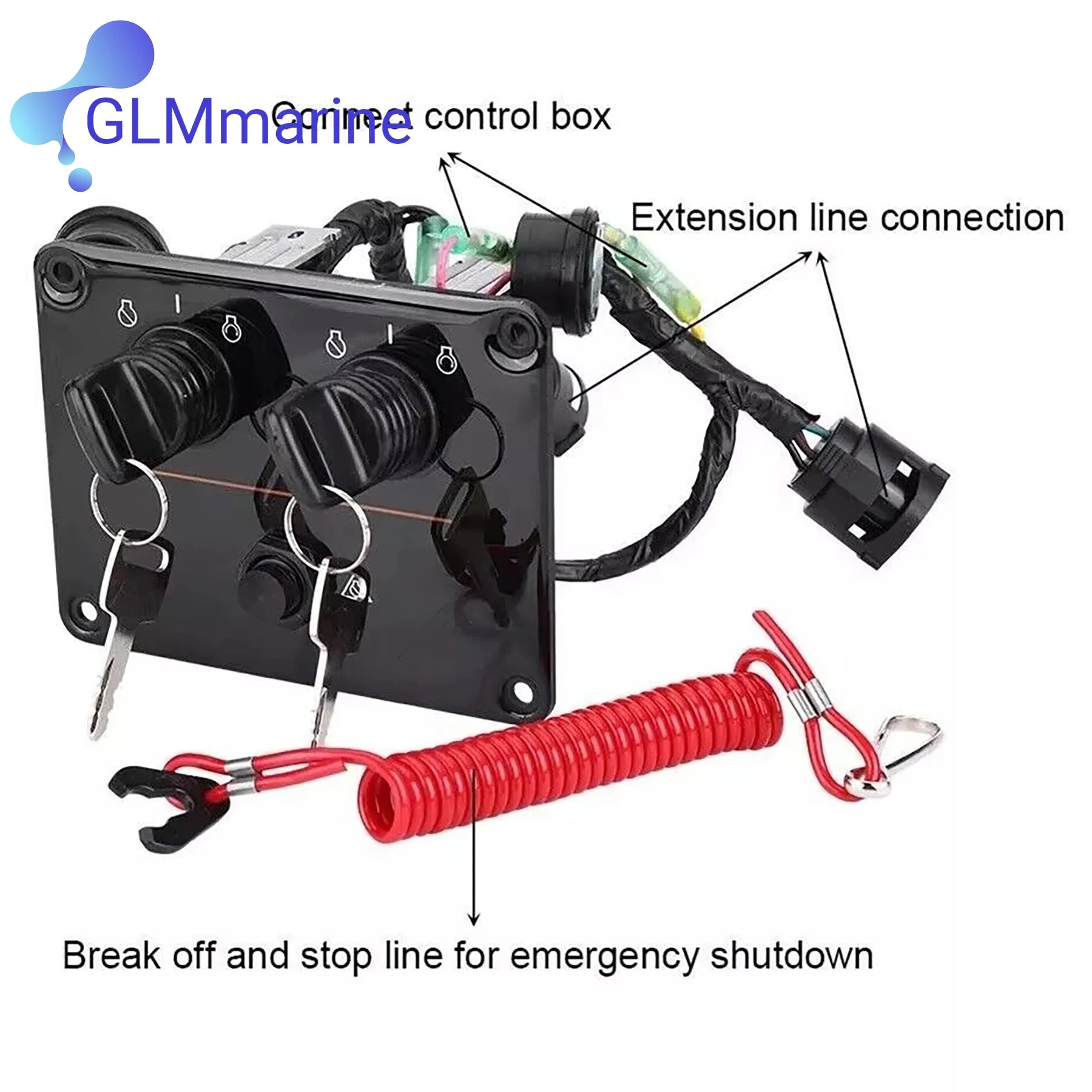 6K1-82570-08 Dual Lgnition Key Switch Assembly Panel For Yamaha Outboard Control  6K1-82570-13-00