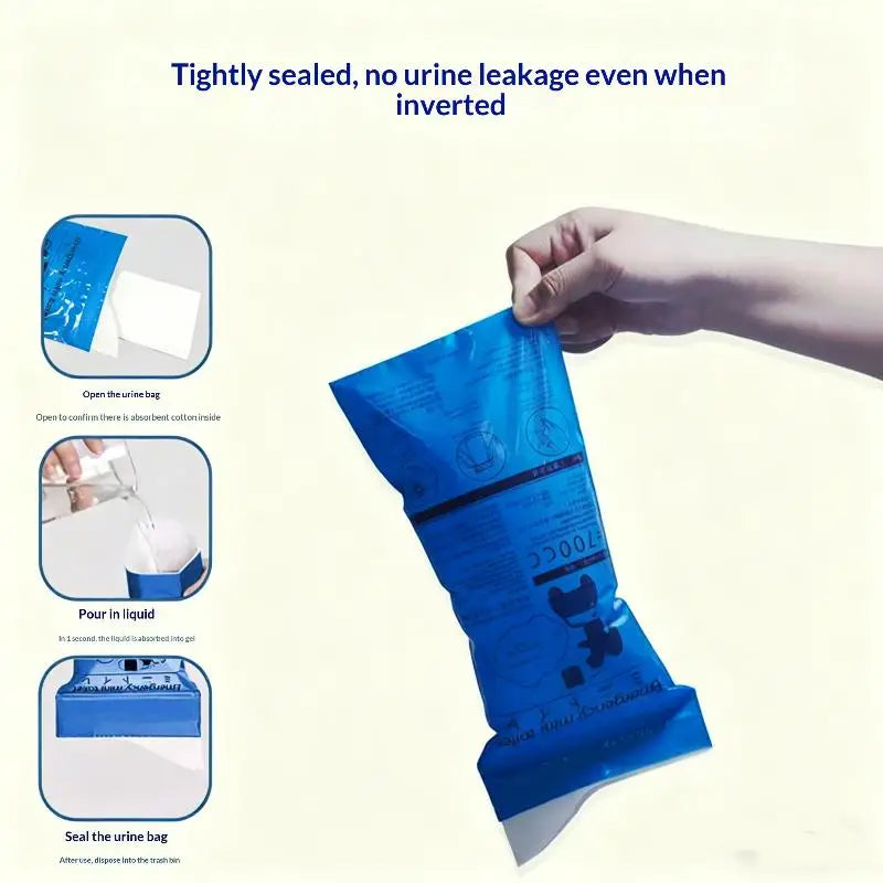 5Pcs Emergency Disposable Pee Bag For Men Women Instant Absorbent Leakproof Travel Urinal Bags For Car Hiking Outdoor Use