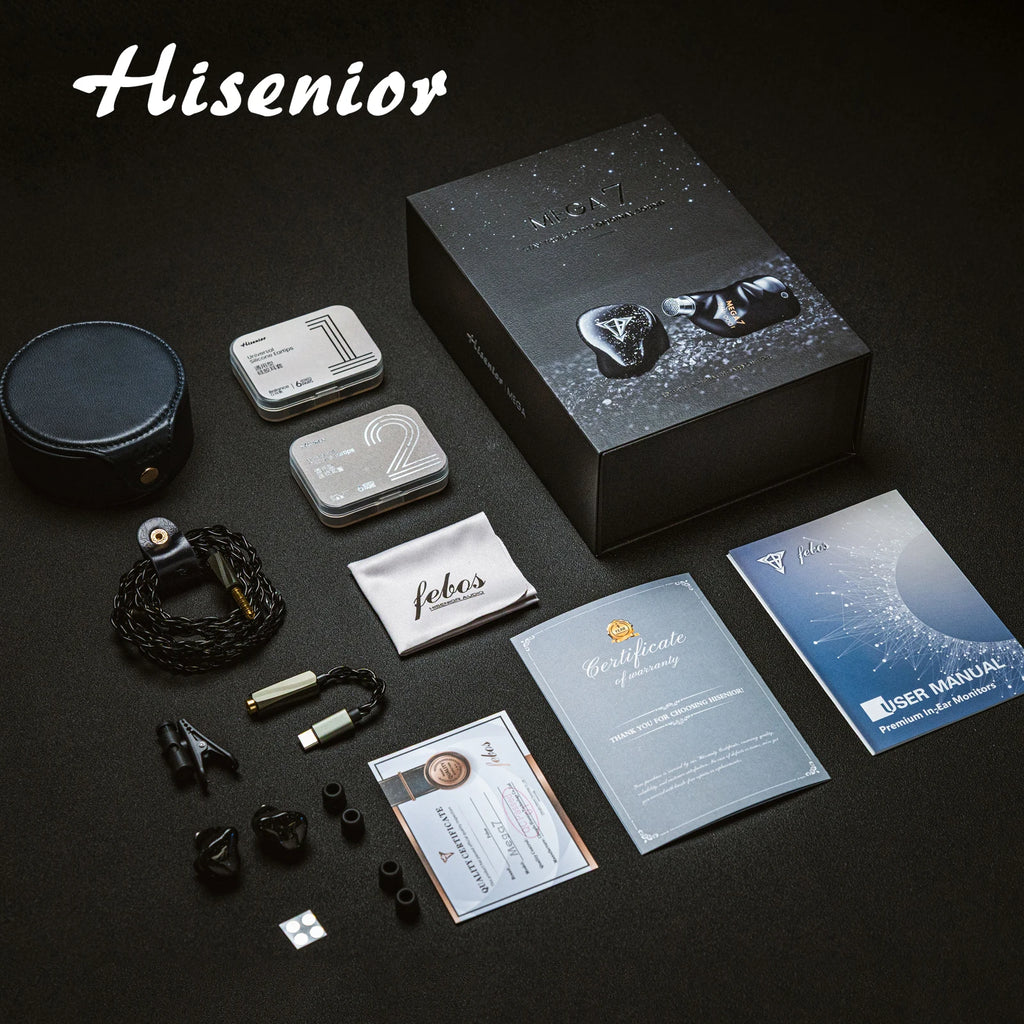 Hisenior-Mega7 4BAs(Sonion)+2BAs(Knowles) +1DD 7-Drivers Hybrid HiFi IEM 4.4mm 0.78 2pin