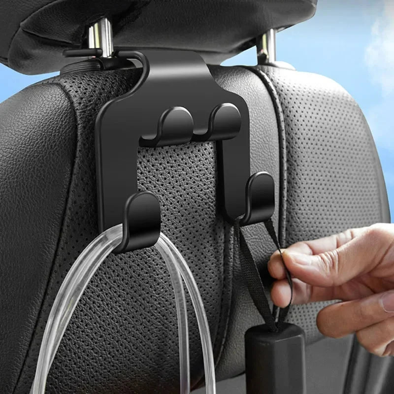 Car Seat Headrest Hook Hanger Black Storage Organizer Universal for Umbrella Purse Coat Fit Universal Vehicle Car Holder Black