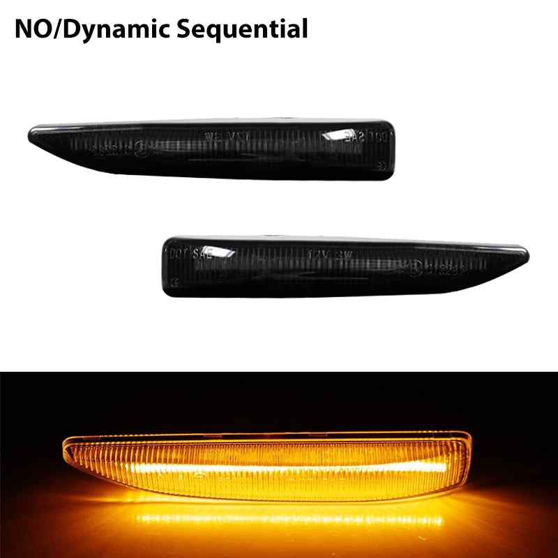 For BMW 7 Series E65 E66 E67 2001-2008 Clear & Smoked Lens LED Side Marker Lamp Fender Turn Signal Dynamic Amber Lights 12V T10