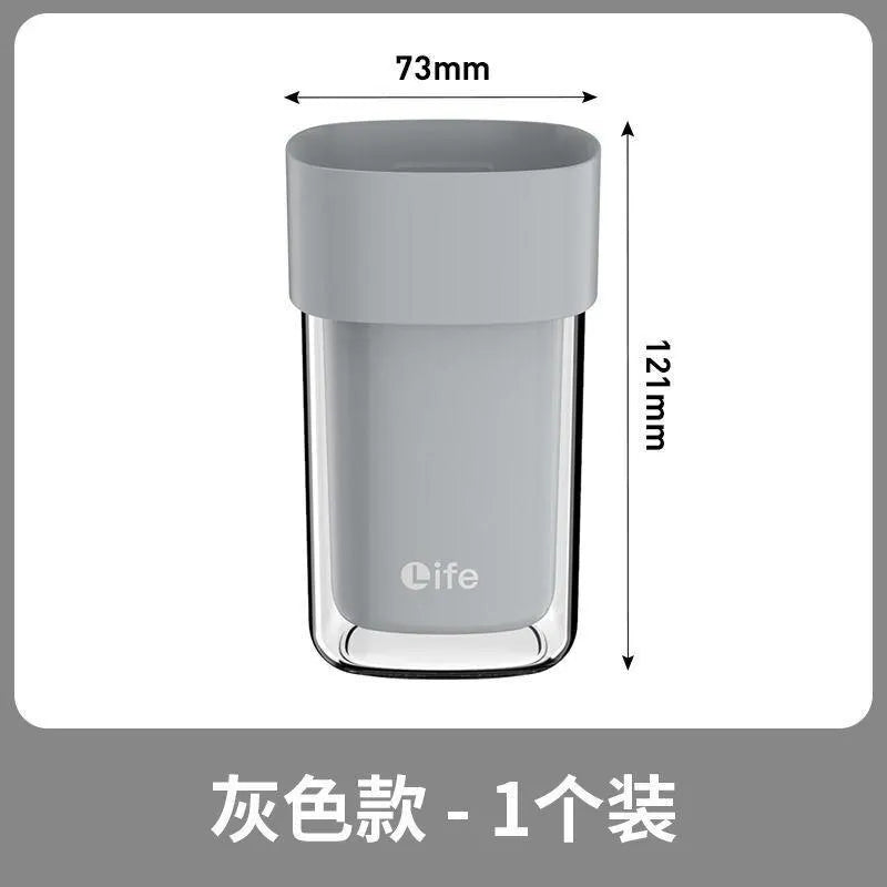 Double Layered Simple Mouthwash Cup Household Toothbrush Cup Couple Travel Toothbrush Storage Box Wash and Rinse Portable Set