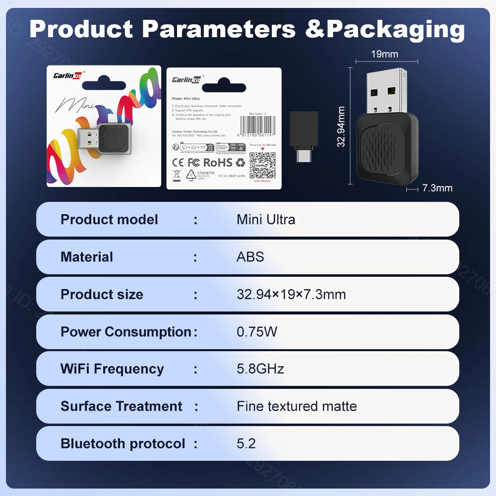 CarlinKit Wireless CarPlay Adapter Mini Ultra 2air Android Auto Box Plug and Play Wired To Wireless USB Dongle WiFi Auto Connect