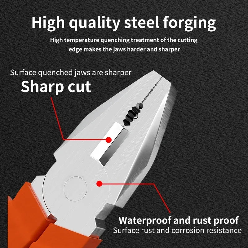 Electric Wire Pliers Large Opening Sharp Multifunction Tool for Cutting Twisting Gripping Metal Wires Heavy Duty Industrial Tool