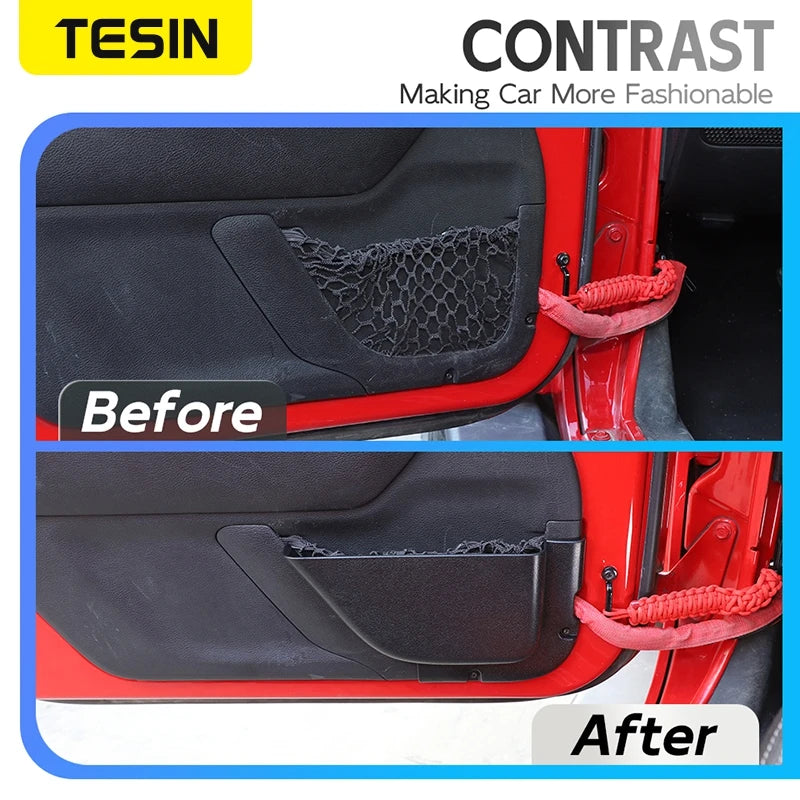Car Front Rear Door Mesh Pockets Storage Box Organizer Tray for Jeep Wrangler JK 2011-2017 Stowing Tidying Interior Accessories