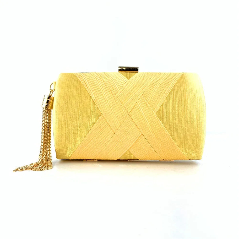 Casual Luxury Silk Fabric Dinner Handbag Tassel Chain Evening Banquet Bag Hand Hold Square Bridal Clutch Bag Wedding