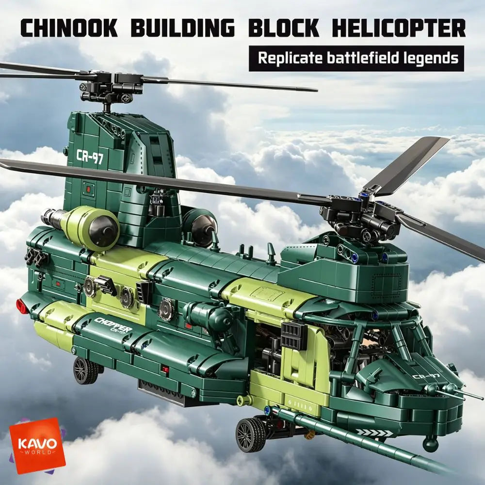 KAVOWORLD 1826PCS Chinook Tandem Rotor Transport Helicopter Building Blocks Model Toy Bricks Toys Ideal Gift for Military Fans