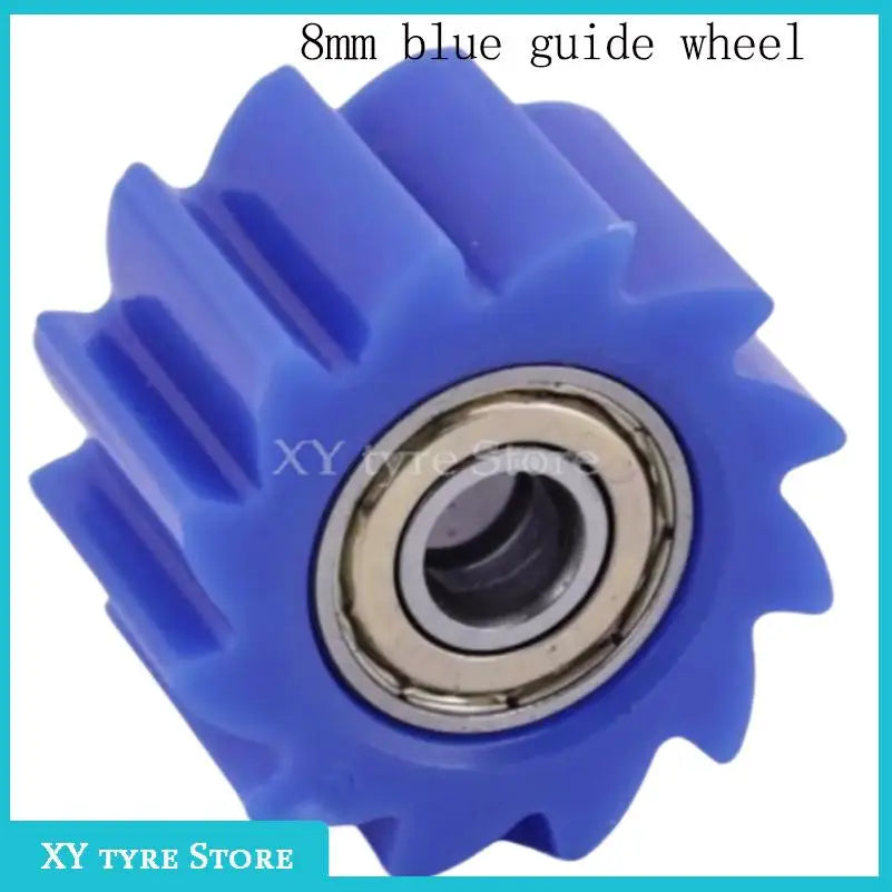 Blue chain guide wheel 8mm wear-resistant motorcycle roller accessory for smooth ride