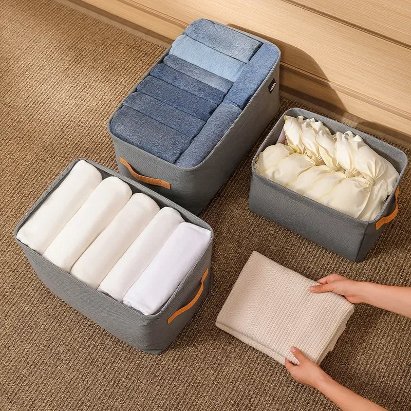 Steel Frame Clothes Storage Box Foldable Fabric Wardrobe Organizer Open Top Drawer Bin for Sweaters Pants Closet Organization
