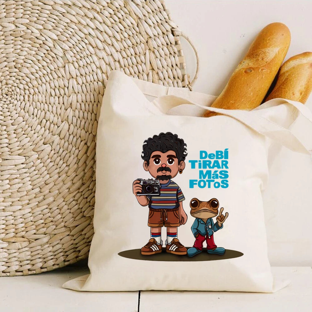 Bad Bunny DTMF with Bear Cartoon Women Tote Bag Debí Tirar Más Fotos Printing Shopping Bag Funny Travel Bag Eco Tote Bags