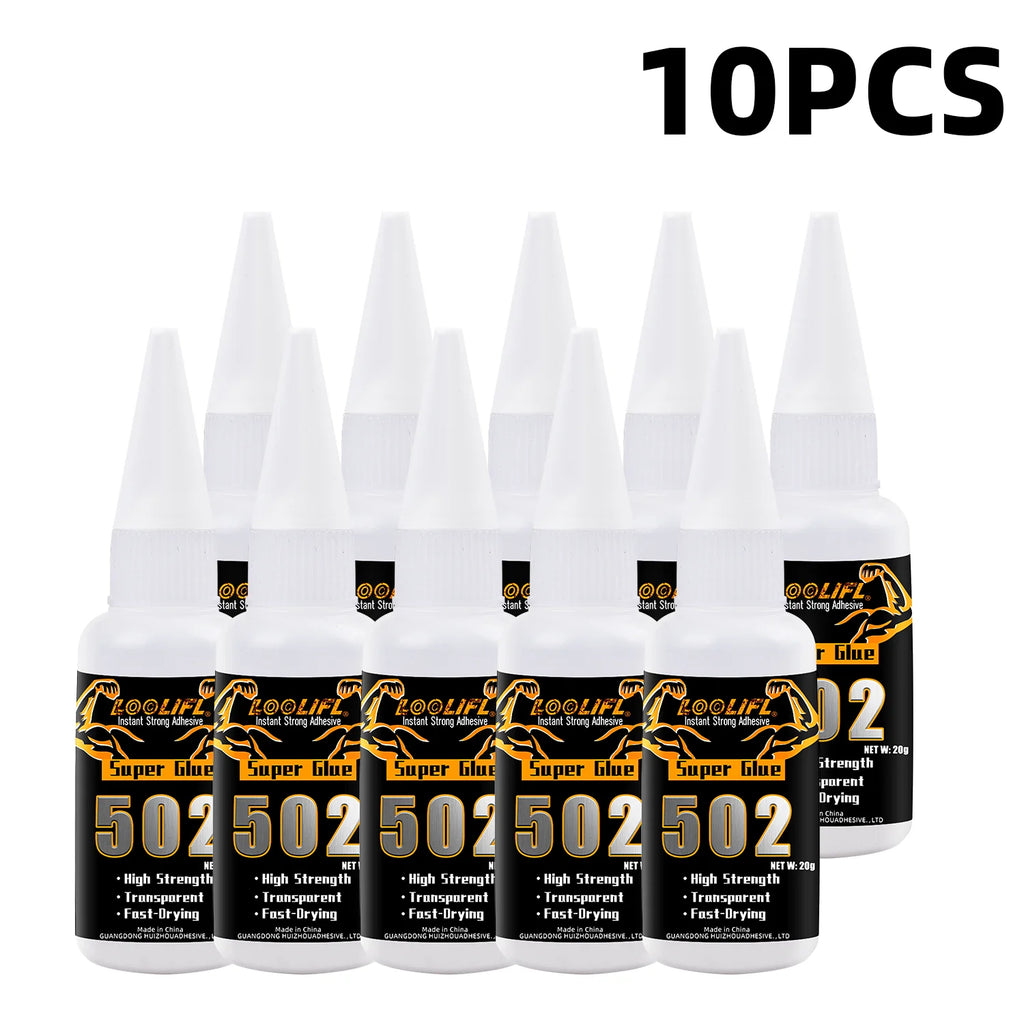 Super Strong Glue 502 High-Strength Fast-Drying Cyanoacrylate Adhesive, Suitable for Leather, Rubber, Wood, Metal, High-Strength Liquid Glue Tool, with Precision Dispenser
