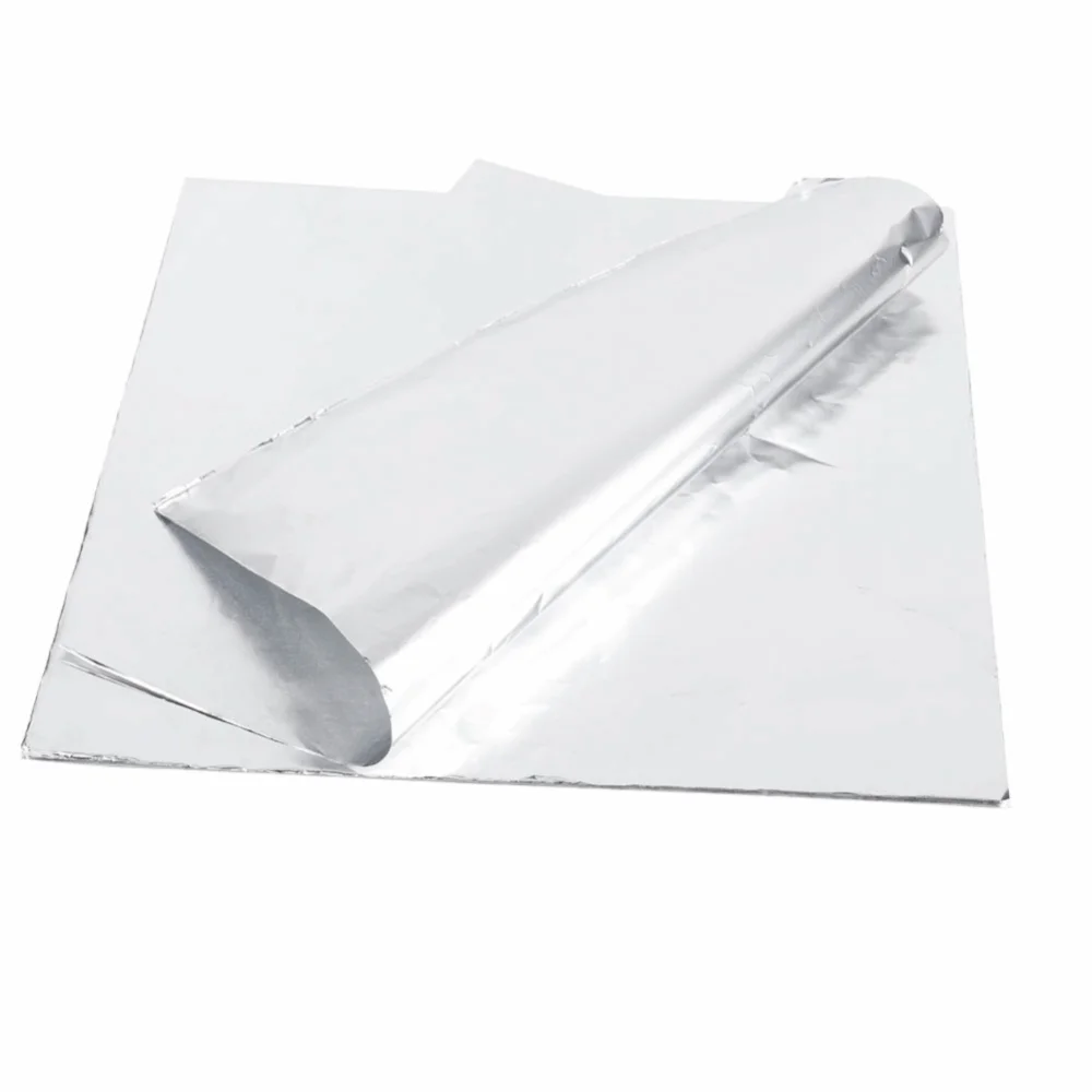 100PACK Food Grade Aluminum Foil Sheets Thick Silver Tin Foil Paper Flexible Fold Single-Use Air Fryer Foil BBQ Grilling