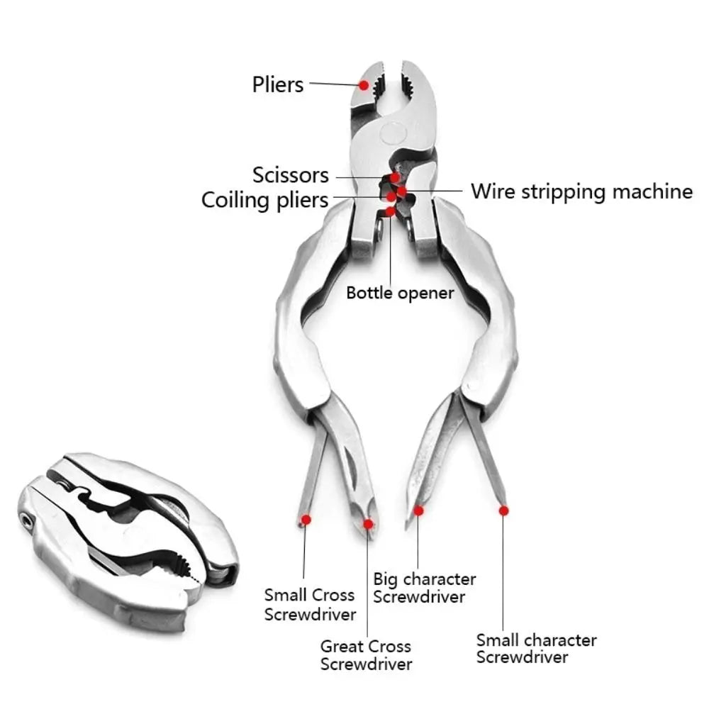 Multi-purpose 9 in 1 Pocket Pliers Mini EDC Tool Keychain Pliers Round Head Pliers Gadget Screwdriver Wire Cutter Hand Tools