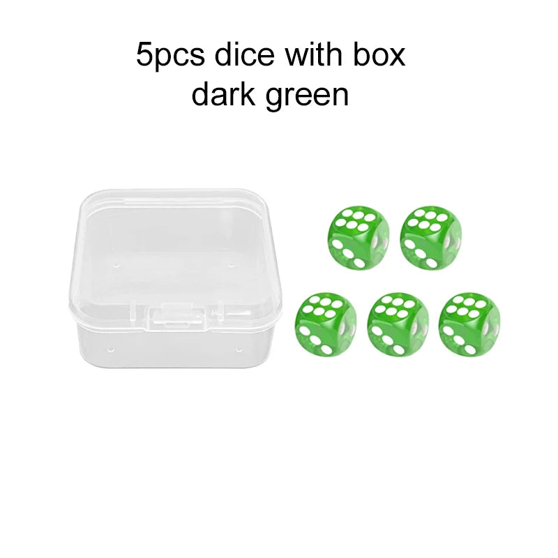 5pcs Six Sided Dice 14mm with Storage Box Transparent Color Acrylic Entertainment Board Game Accessories Gambling Props TMZ