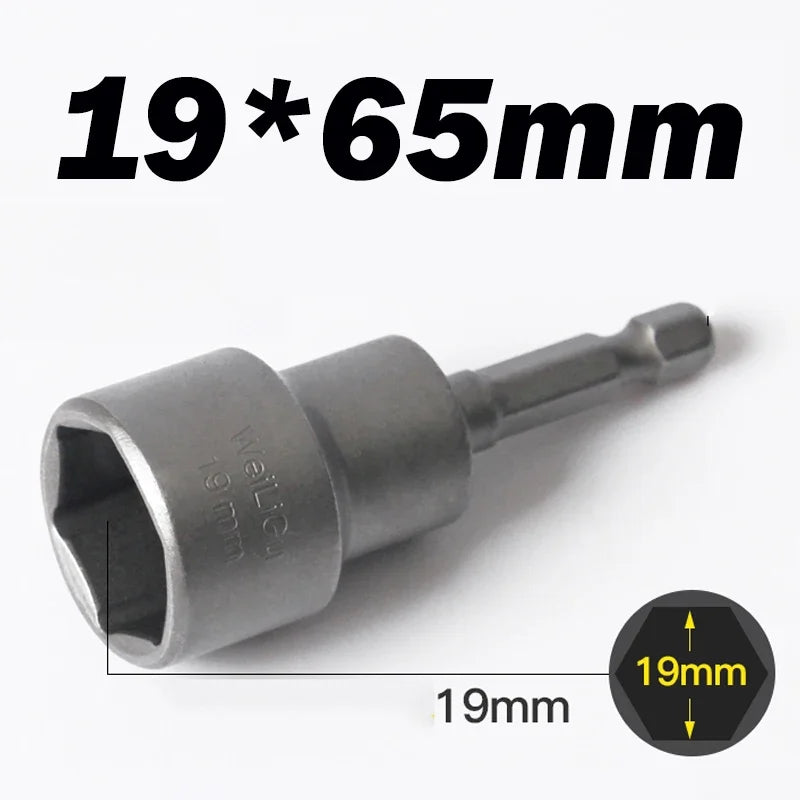Hongtu 1Pcs Magnetic Hex Socket Driver - Chromium-Vanadium Steel, Hex Shank, Impact-Ready, 6~23mm Nut Socket Wrench Bit