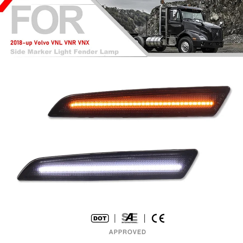For Volvo VNL VNR Front Side Marker Light Assembly Amber Turn Signal Lamp/Driving Lights/Parking Lights 2018-2024 12V