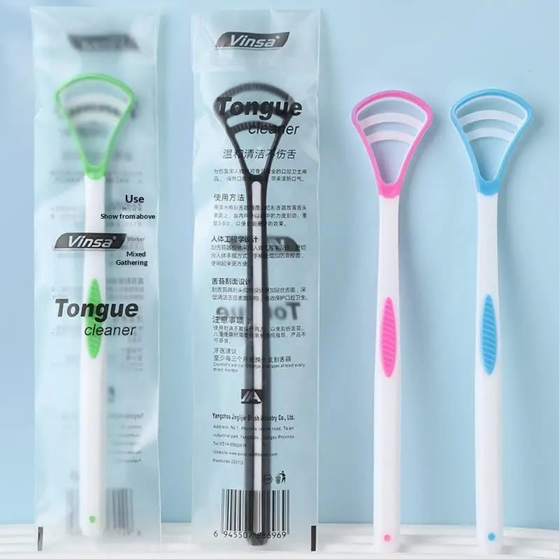 1PCS Silicone Tongue Scraper With Ergonomic Handle Double-sided Fresher Breath Tongue Cleaning Brush Oral Hygiene Tool Wholesale