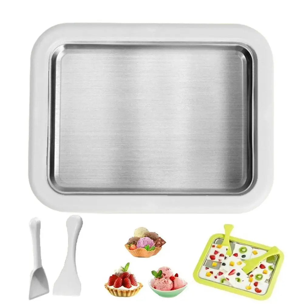DIY Ice Cream Maker Yogurt Maker Machine for Homemade Rolled Cream Sorbet Gelato,Household Ice Cream Roller Pan with 2 Spatulas