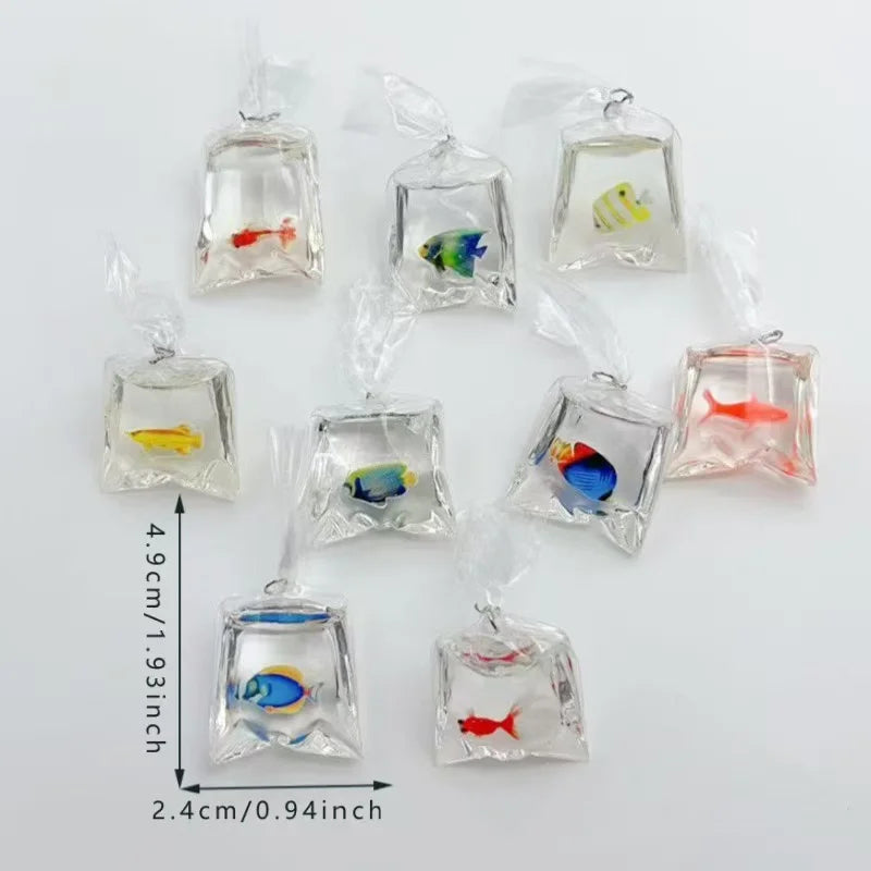 10pcs simulation transparent water bag small fish goldfish carp DIY jewelry accessories keychain pendant earrings accessories