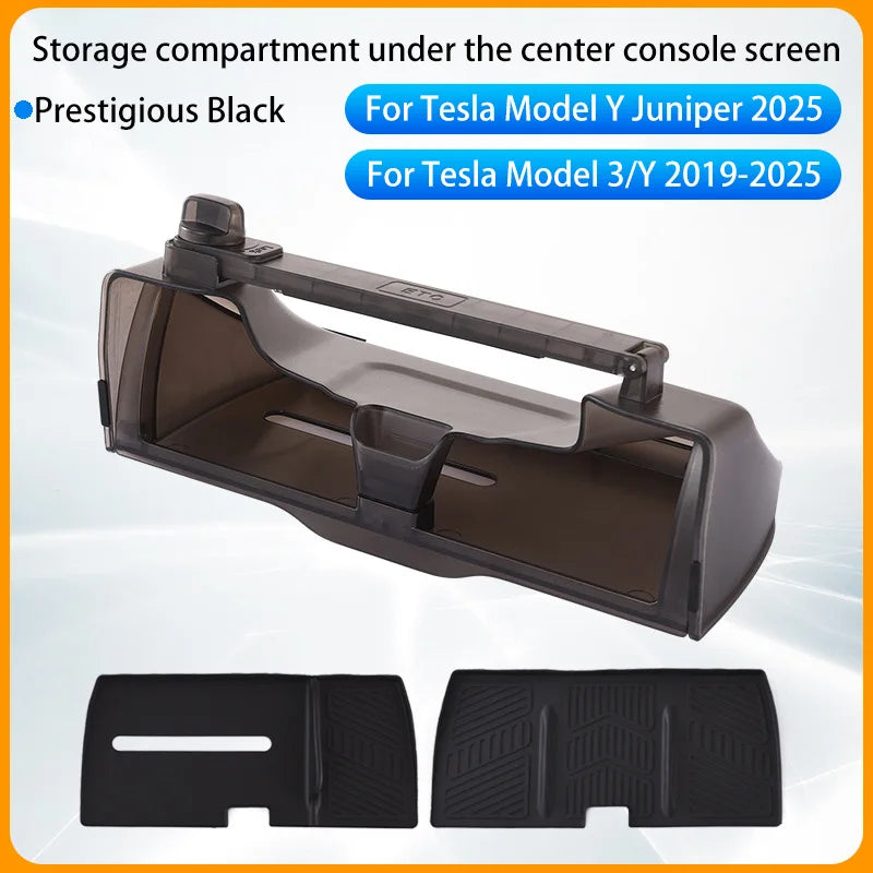 For Tesla Model 3 Y Highland Juniper 2021-2025 Hidden Screen Storage Magnetic Opening And Closing Hidden Large Space Storage Box