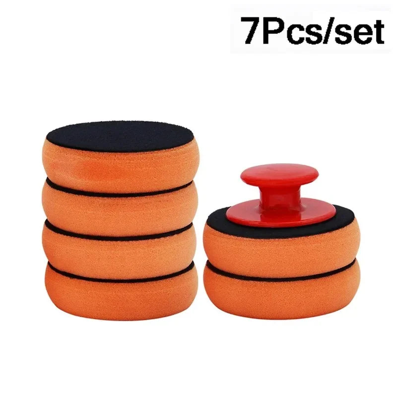 4 Inch Foam Wax Applicator Pads with Red Handle Soft Sponge Polishing Pads for Car Cleaning and Paint Maintenance