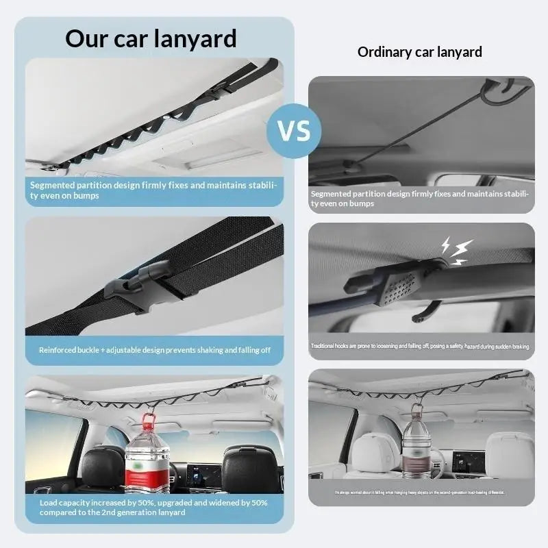 Car Clothes Drying Rope, Multi-functional Hanging Hanger For Vehicle Rear Seats, Storage And Fixing Hook