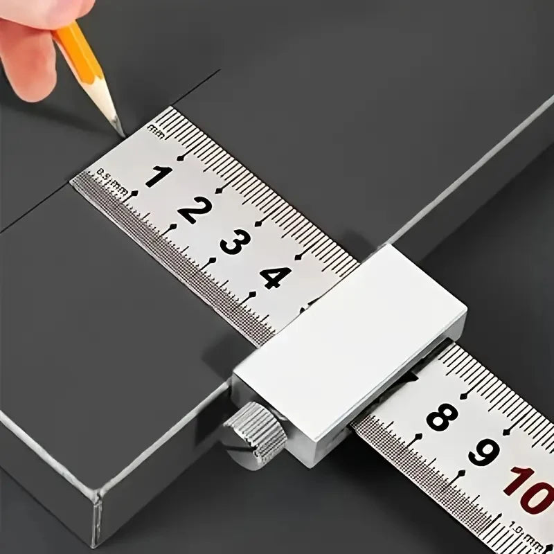 Woodworking Steel Ruler, Straight Ruler Gauge Positioning Woodworking Square A Square Measuring Mark for a Stop Block