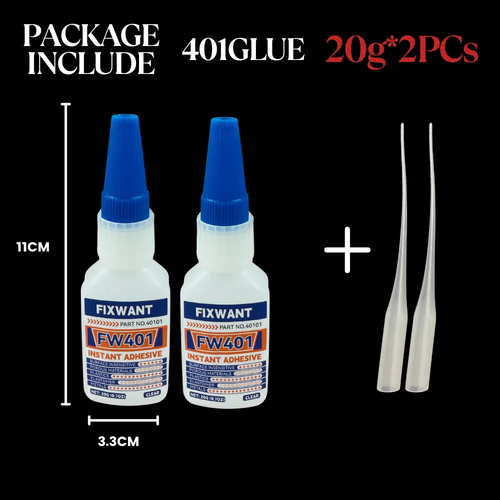 20g FW401/406/495/480 Super Glue Instant Quick-Drying Cyanoacrylate Adhesive Leather Rubber Wood Metal Strong Bond Liquid Glue