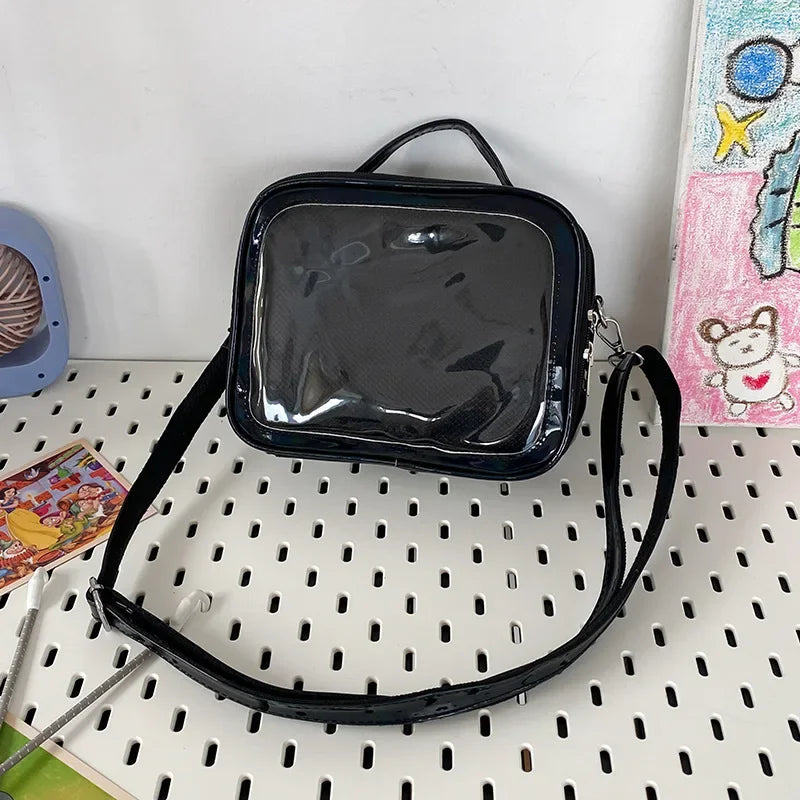 Japanese Kawaii Small Itabag Women Laser Reflection Crossbody Bags School Girls Shoulder Bag Transparent Bag Ita Bag JK Handbags