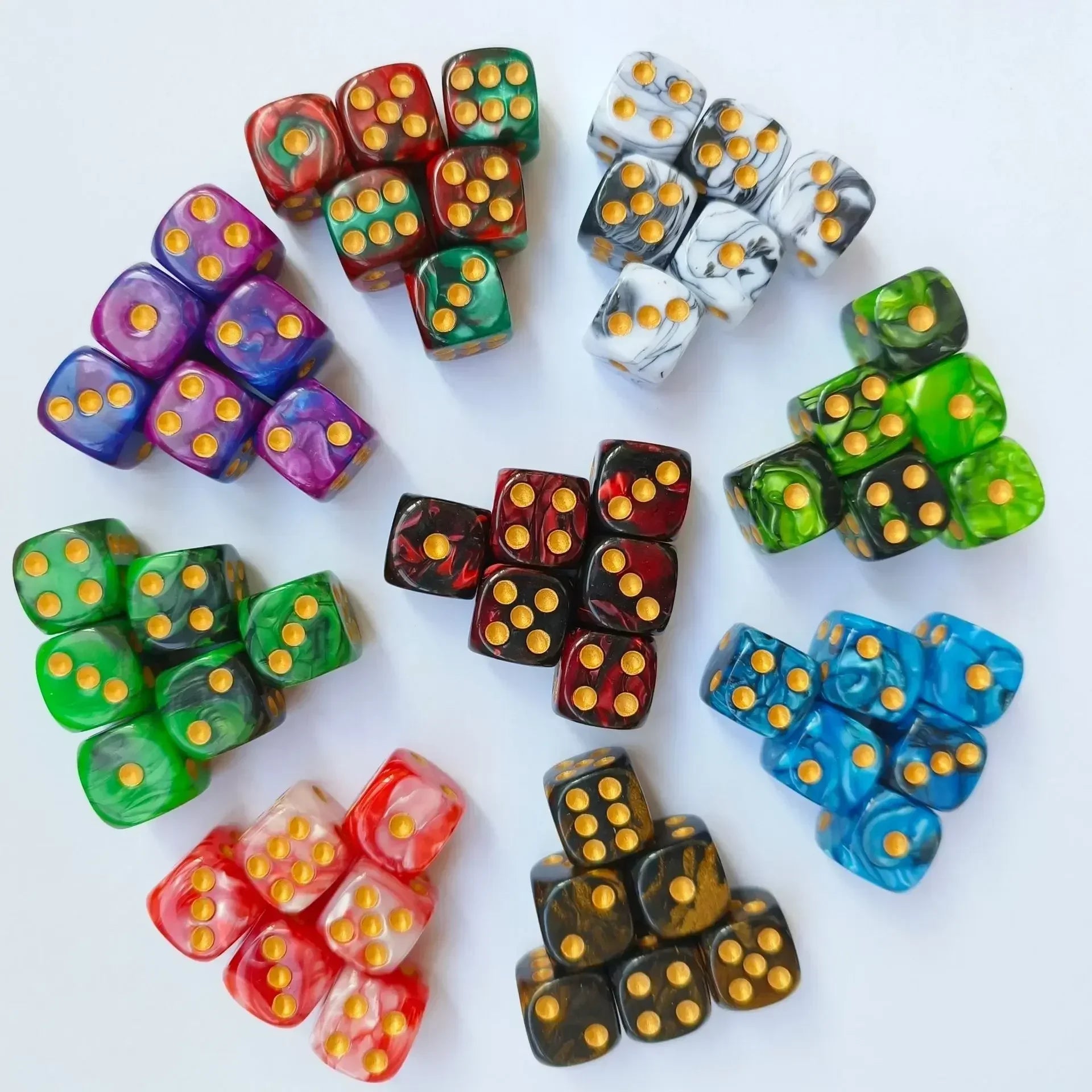 10pcs of 16MM Dual Color COC Dice Acrylic Digital Dice Dnd TRPG Cthulhu Running Team Board Game Dices Entertainment Dnd Dice Set
